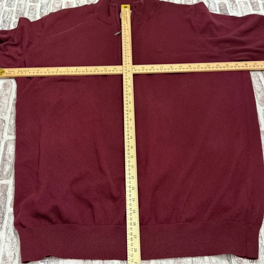 L.L. Bean‎ Sweater Wicked Soft Cotton Cashmere Maroon 1/4 Zip Men's XXL Tall